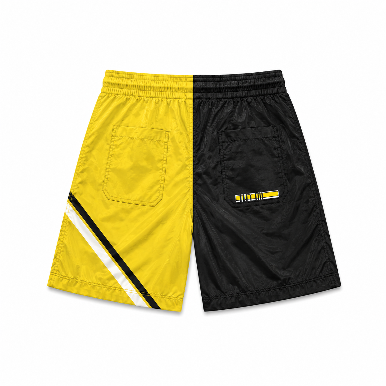 Yellow & Black Sport Vmt Nylon Shorts