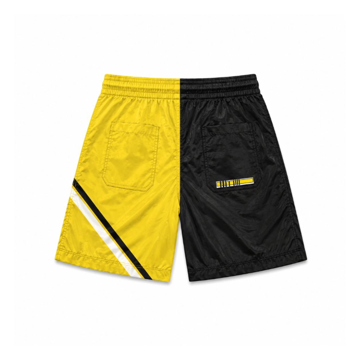 Yellow & Black Sport Vmt Nylon Shorts