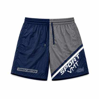 Navy Blue & Gray Sport Vmt Nylon Shorts