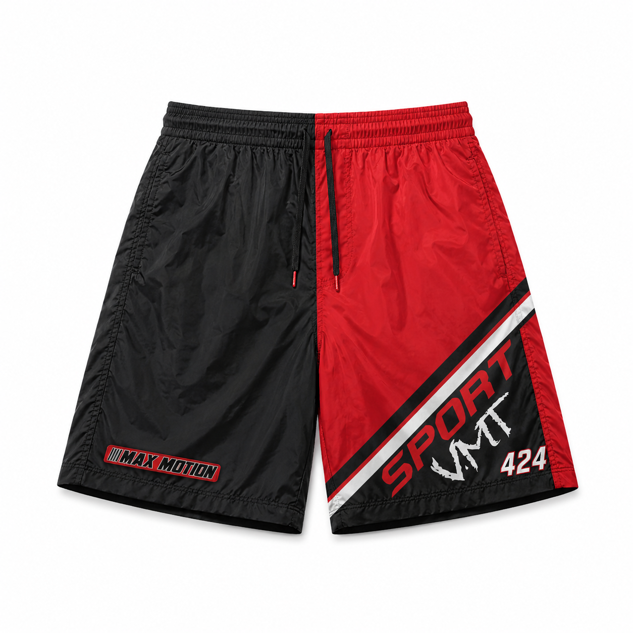 Red & Black Sport Vmt Nylon Shorts