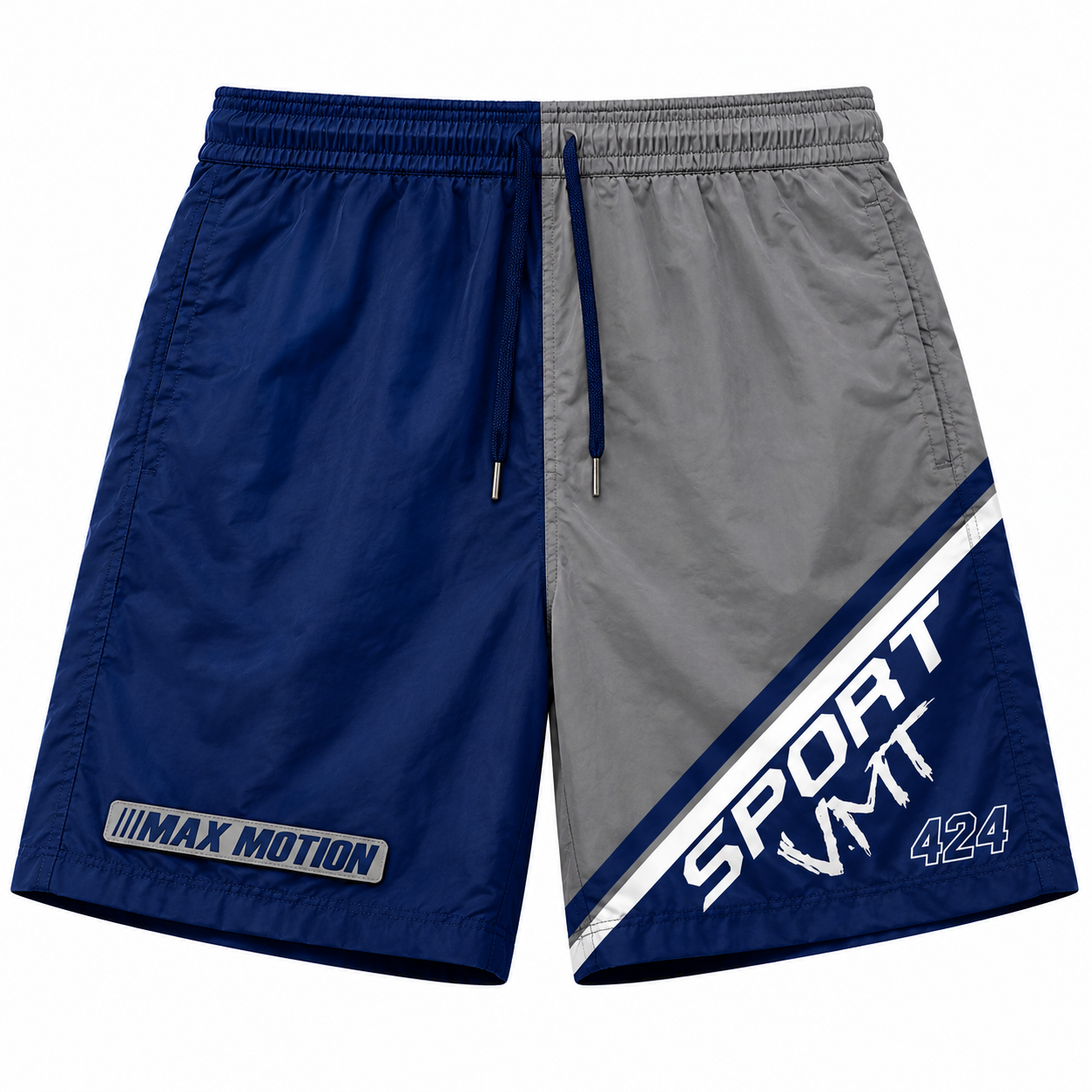 Navy Blue & Gray Vmt Nylon Shorts